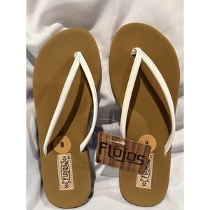 New Women's Flojos Fiesta Tan White Flip Flops Womens Size 8 Flojos Flip Flops